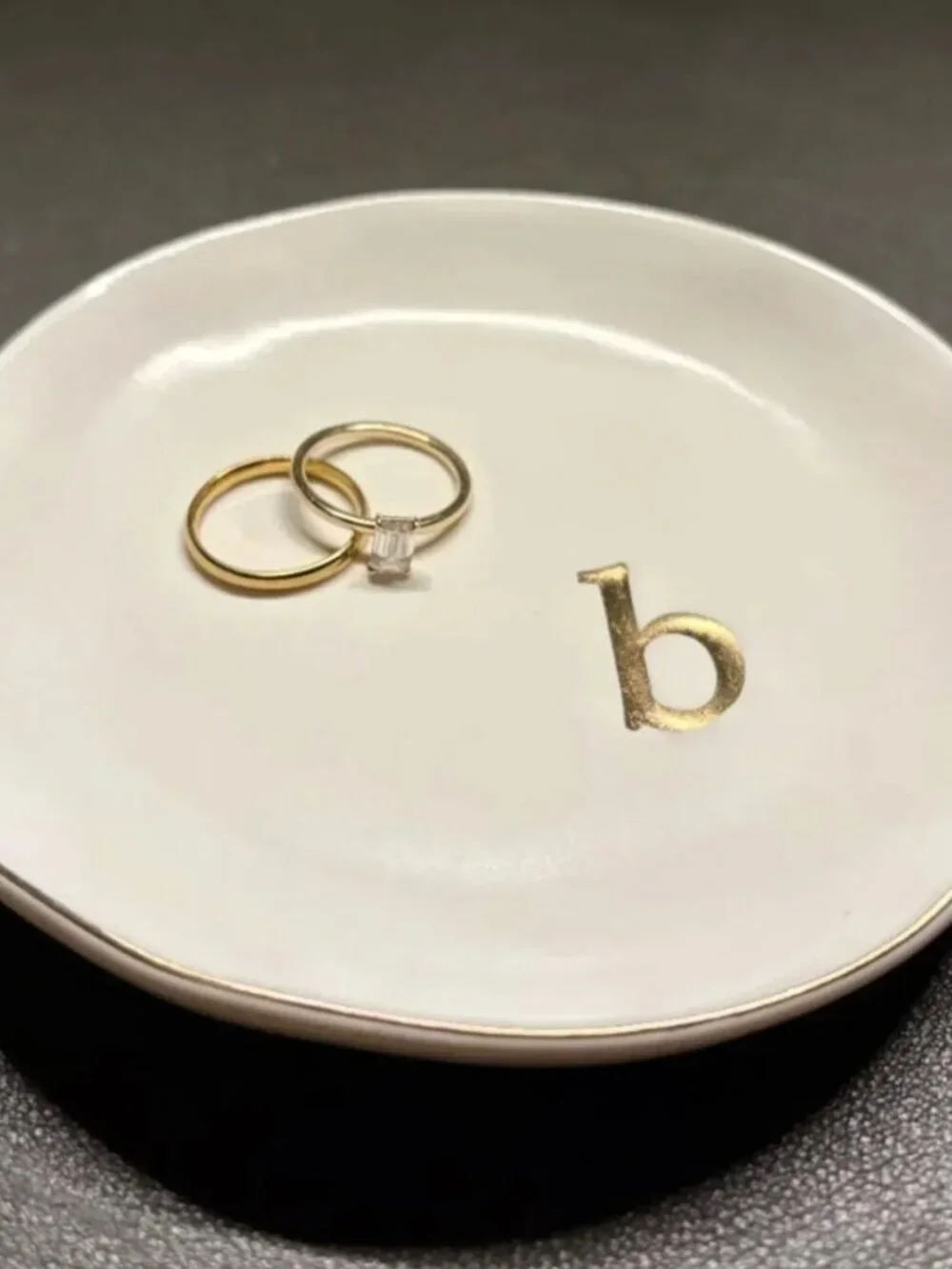 Monogrammed Ceramic Ring Dish, 
